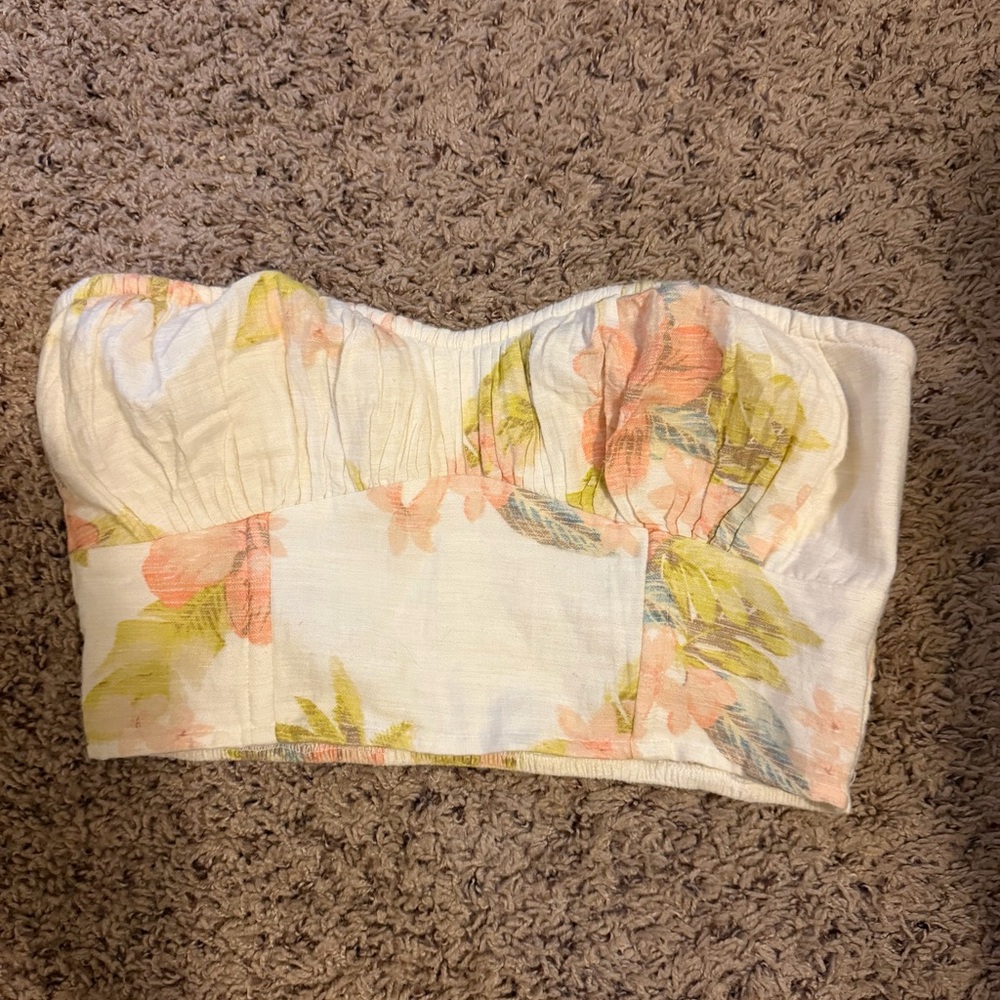 American Eagle Tropical Floral Strapless Tube Top